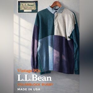 L.L. Bean Rare Vintage 90s Colorblock Rugby Shirt – Made in USA / Unisex